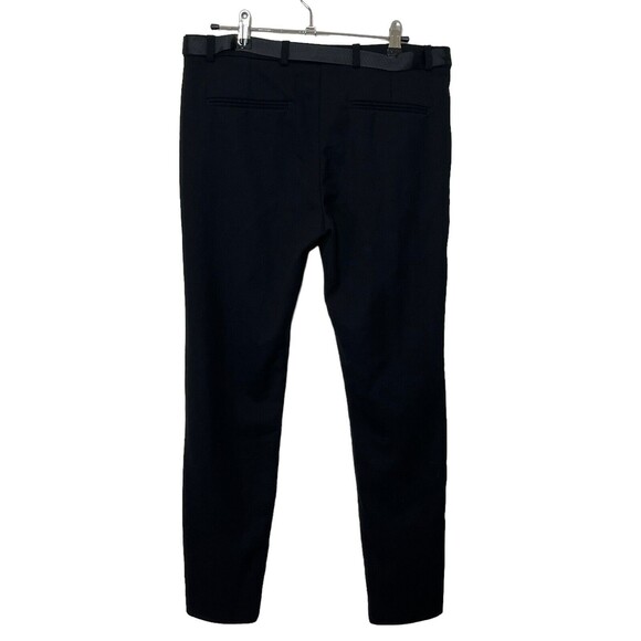 The Kooples Cropped Trouser Pants Women’s Large Black Wool Slim Fit Leather Trim - Picture 5 of 12